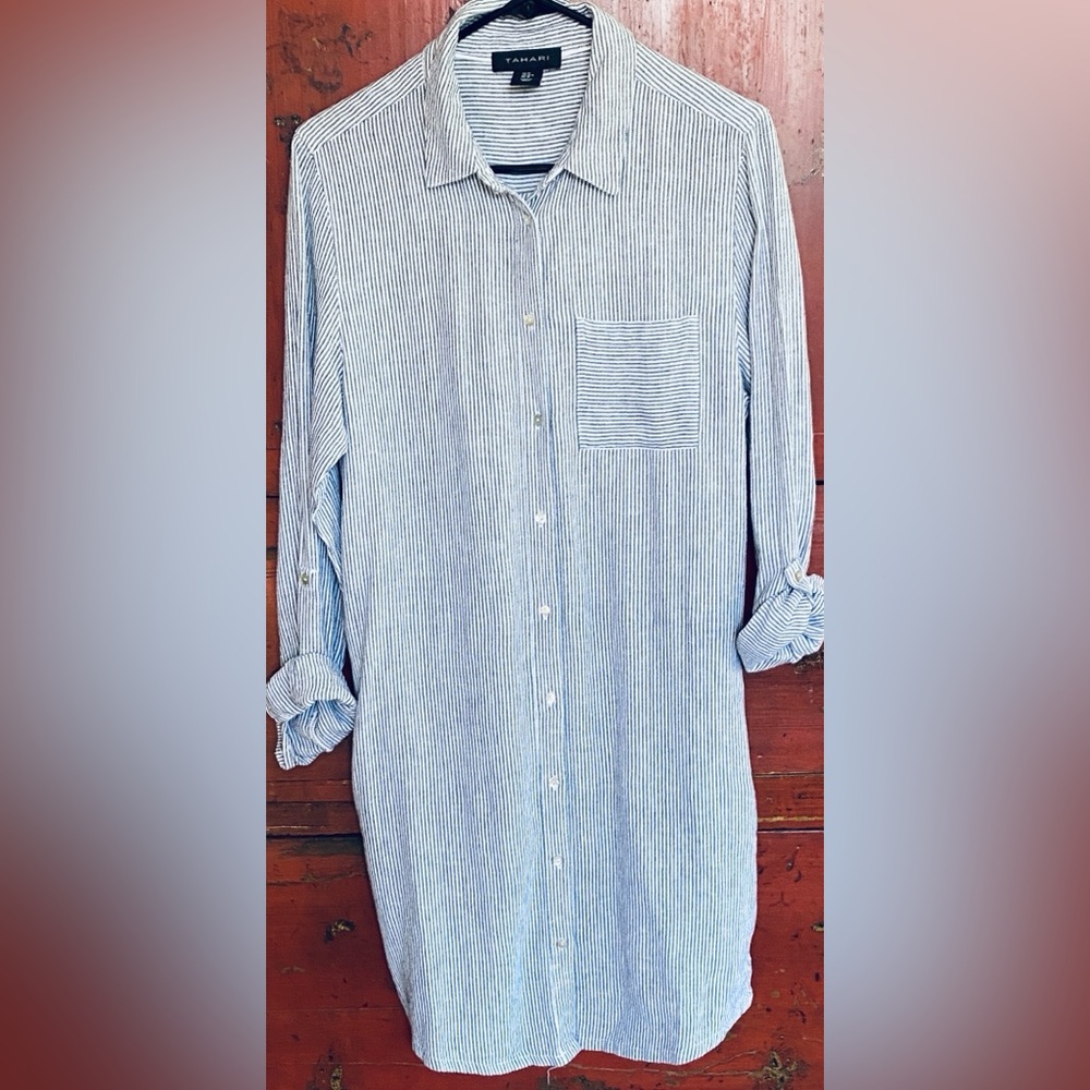 Tahari Linen Shirt Dress